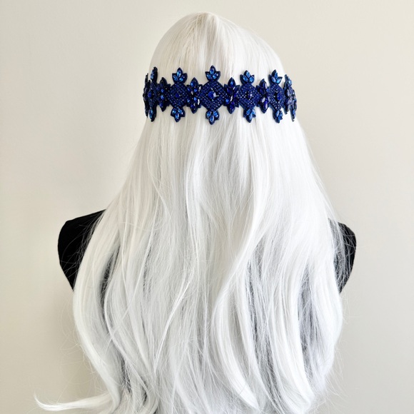 Vintage Luxe Handmade Deepa Gurnani Beaded Rhinestone Headband renaissance fair - Picture 2 of 5
